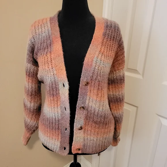 Sundance Ombre VNeck Button Oversized Cardigan Sweater Size S - Picture 3 of 8